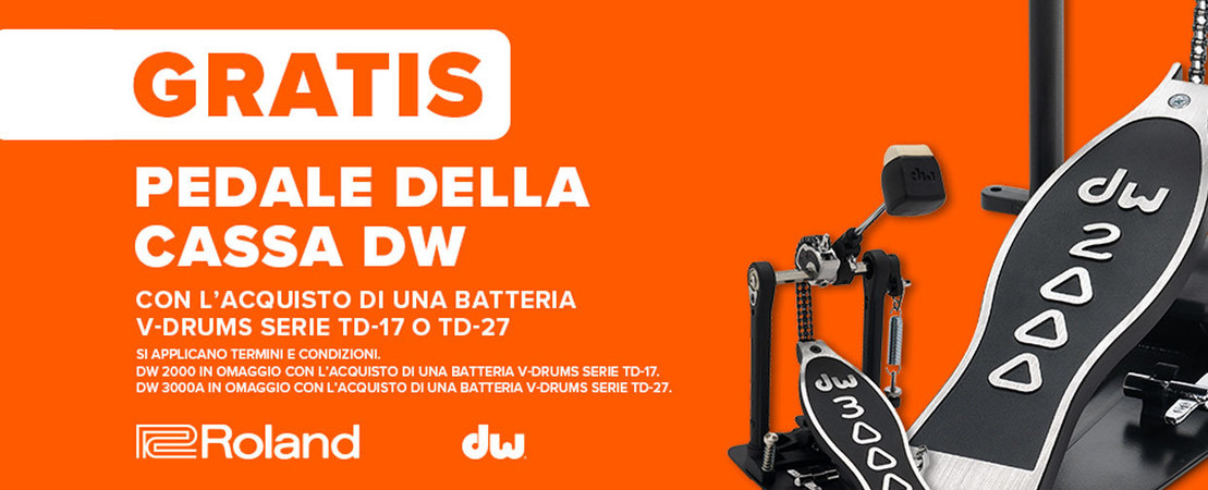 Ricevi Gratis un Pedale DW con l'Acquisto di una V-Drums Serie TD-17 o TD-27 Ricevi Gratis un Pedale DW con l'Acquisto di una V-Drums Serie TD-17 o TD-27