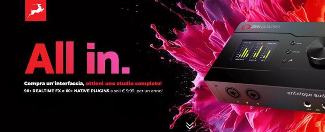 Scegli Antelope e Ottieni 90+ REALTIME FX e 60+ NATIVE PLUGINS a soli € 9,99 per un Anno! Scegli Antelope e Ottieni 90+ REALTIME FX e 60+ NATIVE PLUGINS a soli € 9,99 per un Anno!